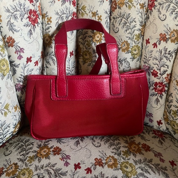 Red Handled Tommy Hilfiger Tote Small Zippered Pouch Trendy Preppy Hipster - Picture 2 of 10